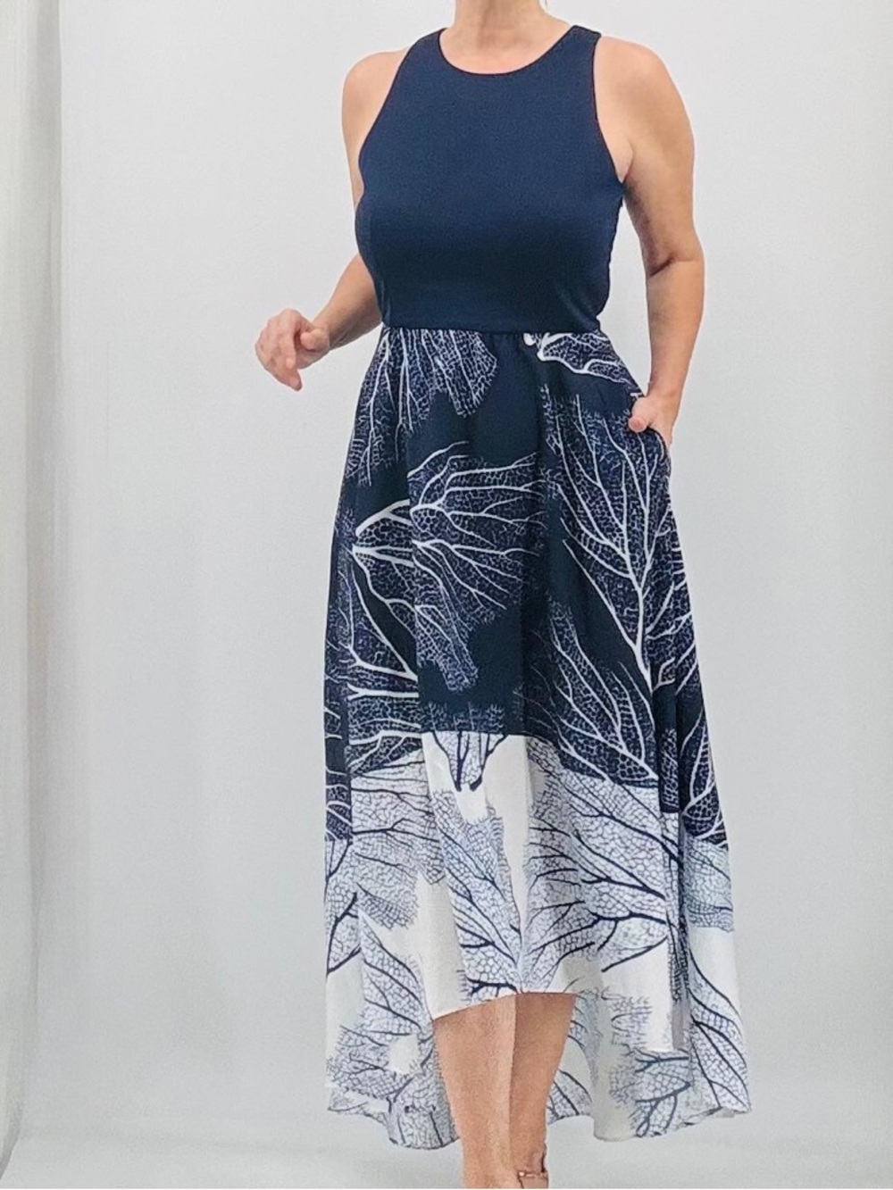Anthropologie Hutch Alana Coastal Vacation Boho Preppy Garden Party Twofer Dress